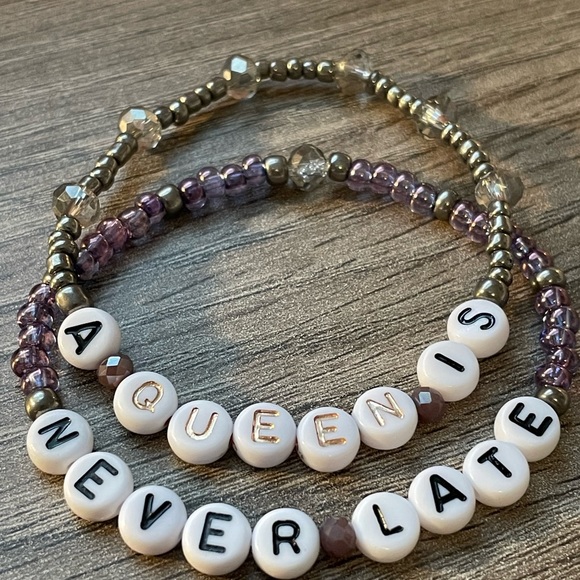 A Queen Is Never Late Disney Princess Diaries Inspired Bracelet Stack Set - Picture 2 of 5